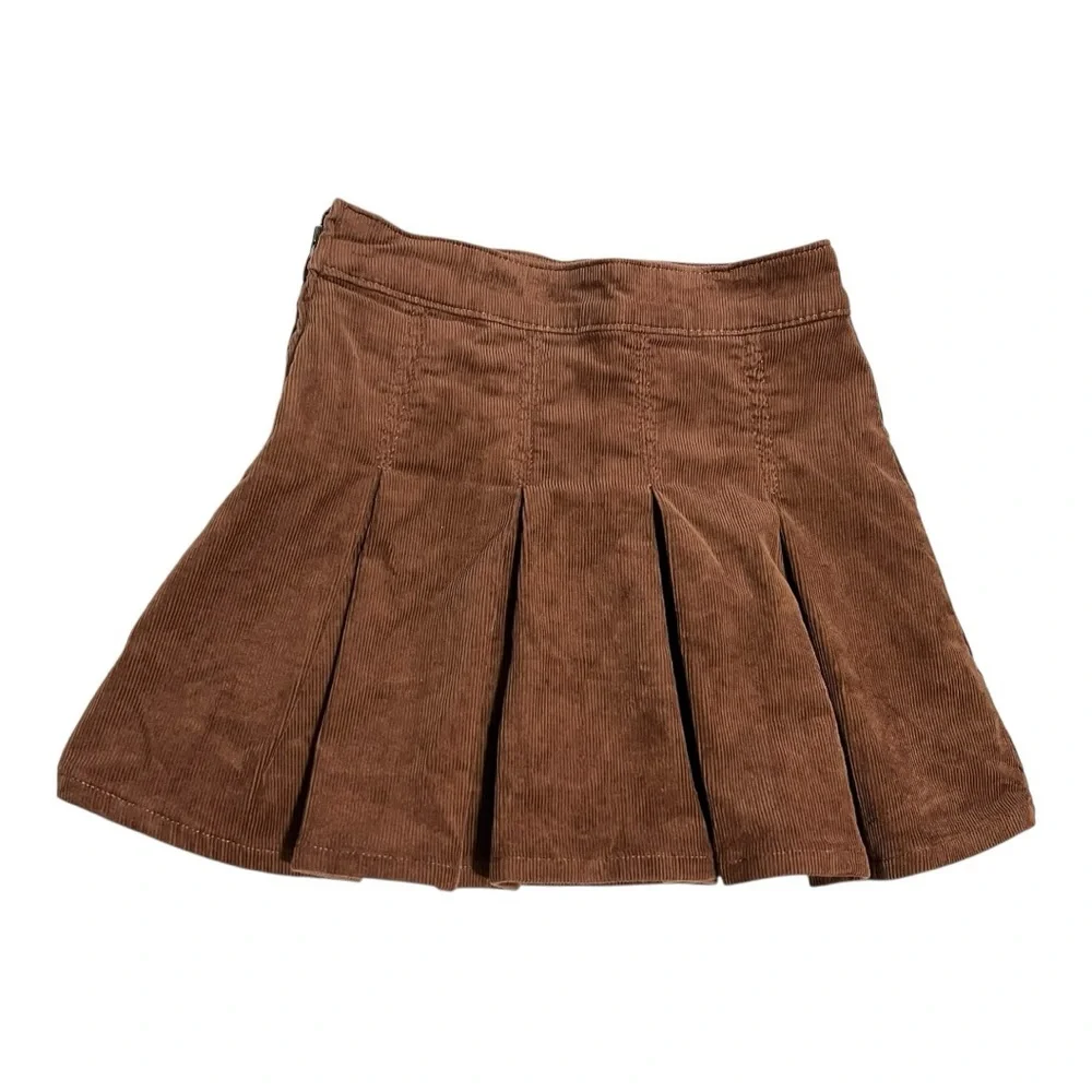 Gap Kids Corduroy Pleated Skirt Girls Size 6-7 Brown Pleated Small